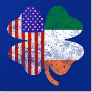 Irish American Flag Shamrock Posters and Art